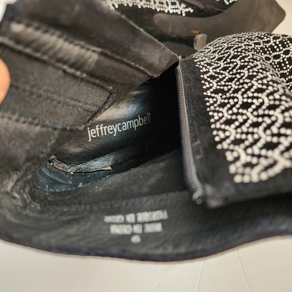 Jeffrey Campbell Brillo Size 9 Black Leather Crystal Ankle Bootie - Picture 8 of 9